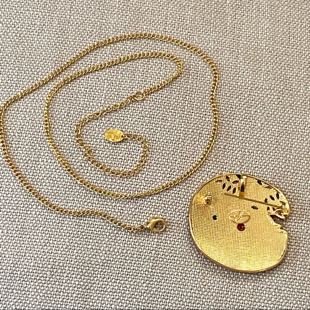 JCB 22k Gold Plated "Great Giant" BROOCH/NECKLACE Current style Retail $150 - Picture 4 of 13
